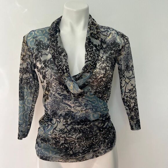 Karen Kane Y2K semi sheer wrap front top - Picture 7 of 7